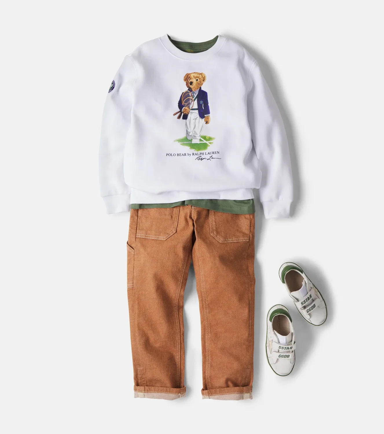Толстовка из смесового хлопка Polo Bear x Wimbledon, Polo Ralph Lauren Kids, белый — фото 2
