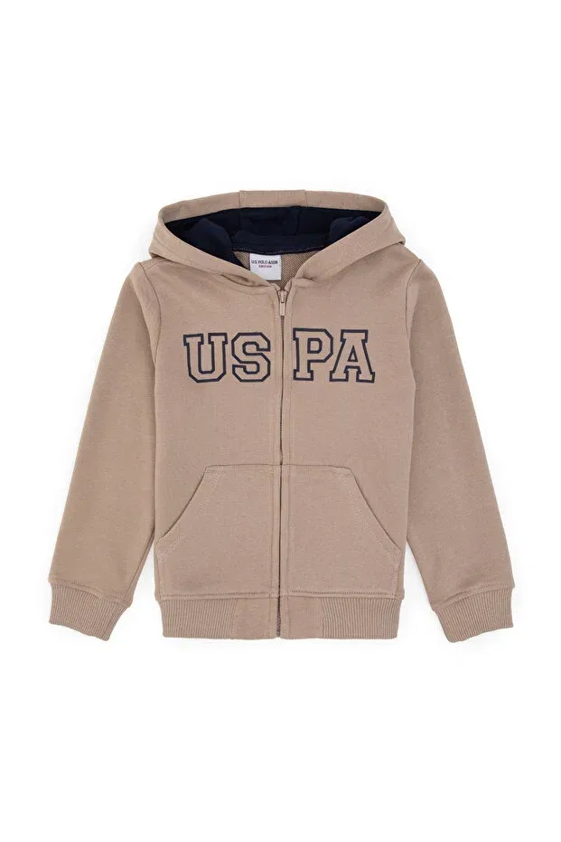 Детский кардиган с длинным рукавом U.S. Polo Assn., Dark Beige
