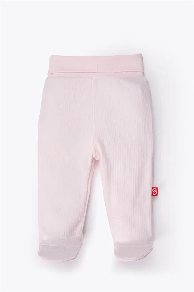 Детские брюки для девочек хлопковые Pants with socks 2-piece Bebetto, Pink — фото 3