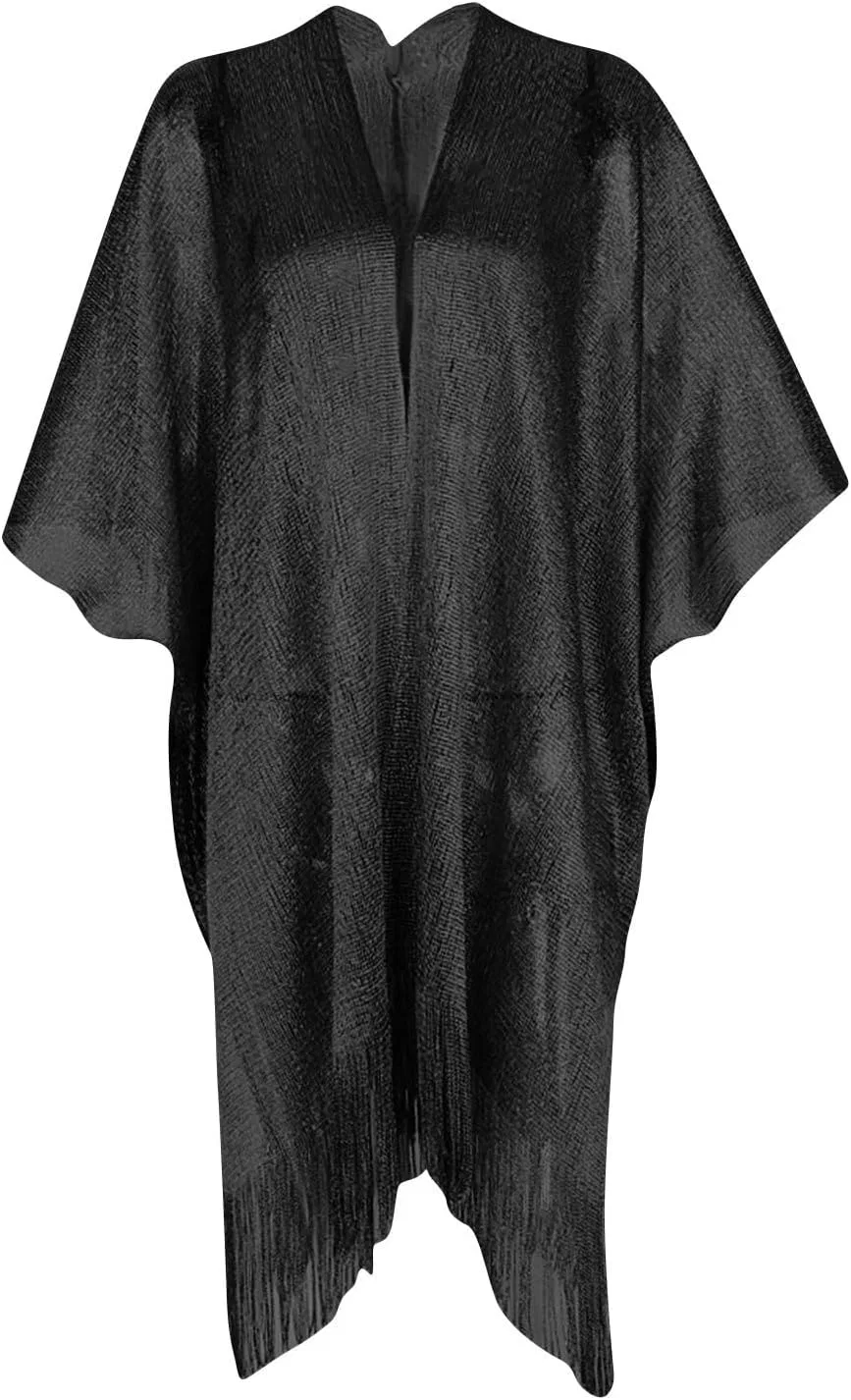 Женский пляжный платок с кружевной отделкой Generic, Black