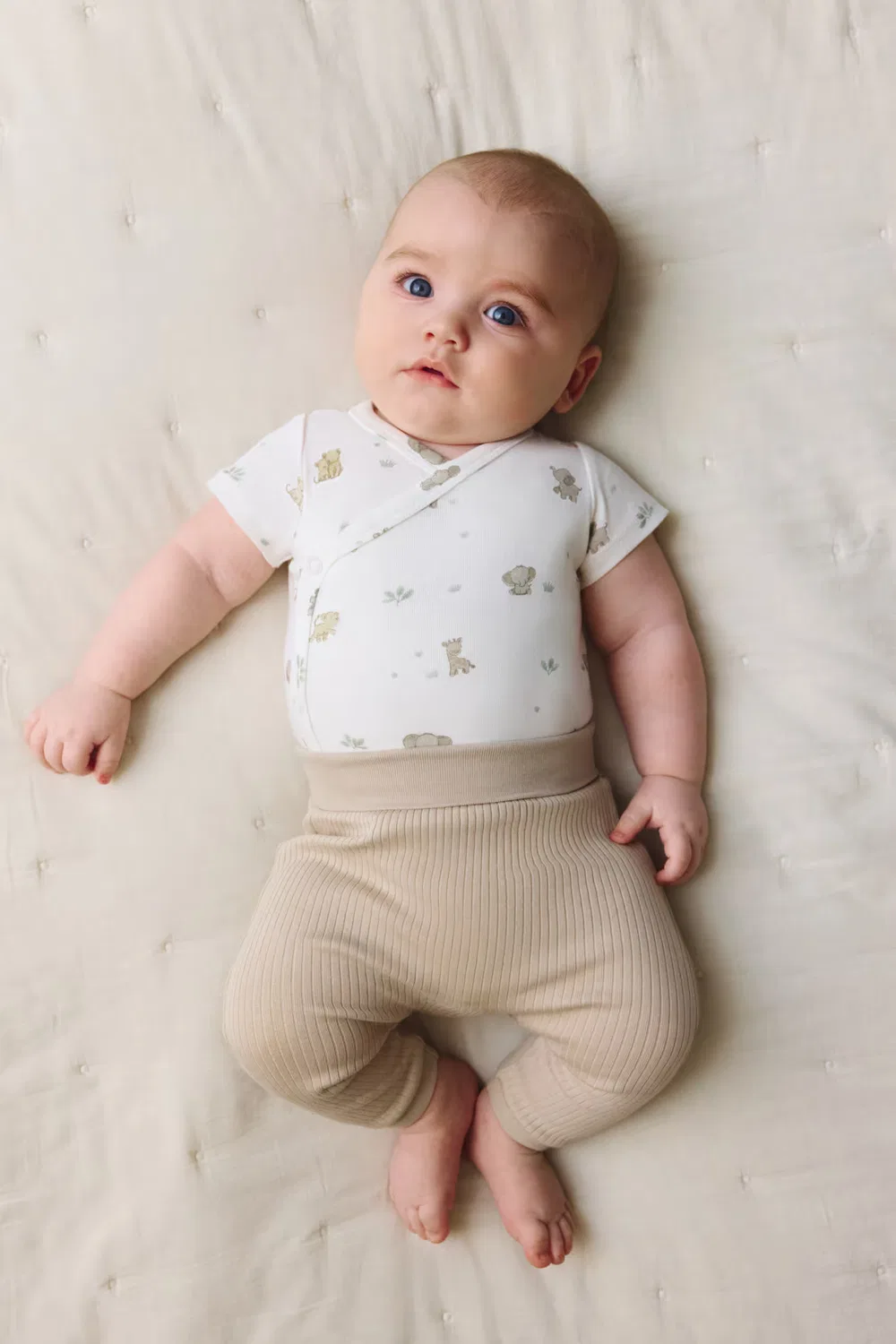 Комплект из 3 ребристых хлопковых брюк H&M, Beige/Weiß
