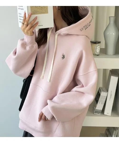 Женский худи с длинным рукавомс вышивкой на капюшоне U.S. POLO ASSN., Light Pink