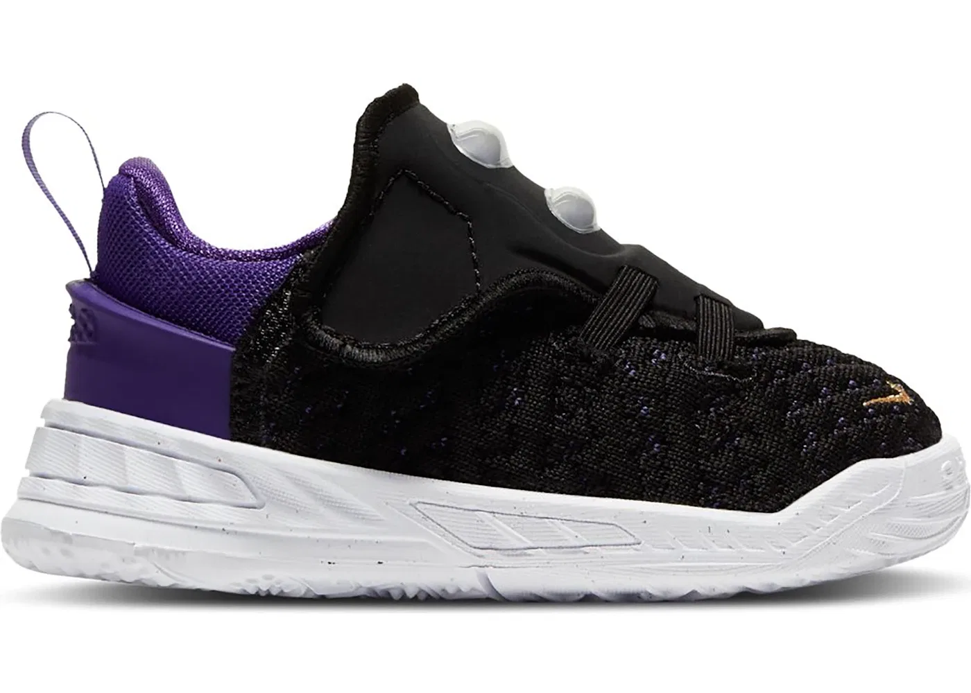 Детские кроссовки для мальчиков баскетбольные Nike LeBron 18, Black/Metallic Gold/Court Purple/White