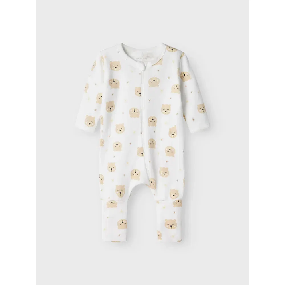 Комплект боди с длинным рукавом Oxford Bear 2 шт Name It, бежевый — фото 3