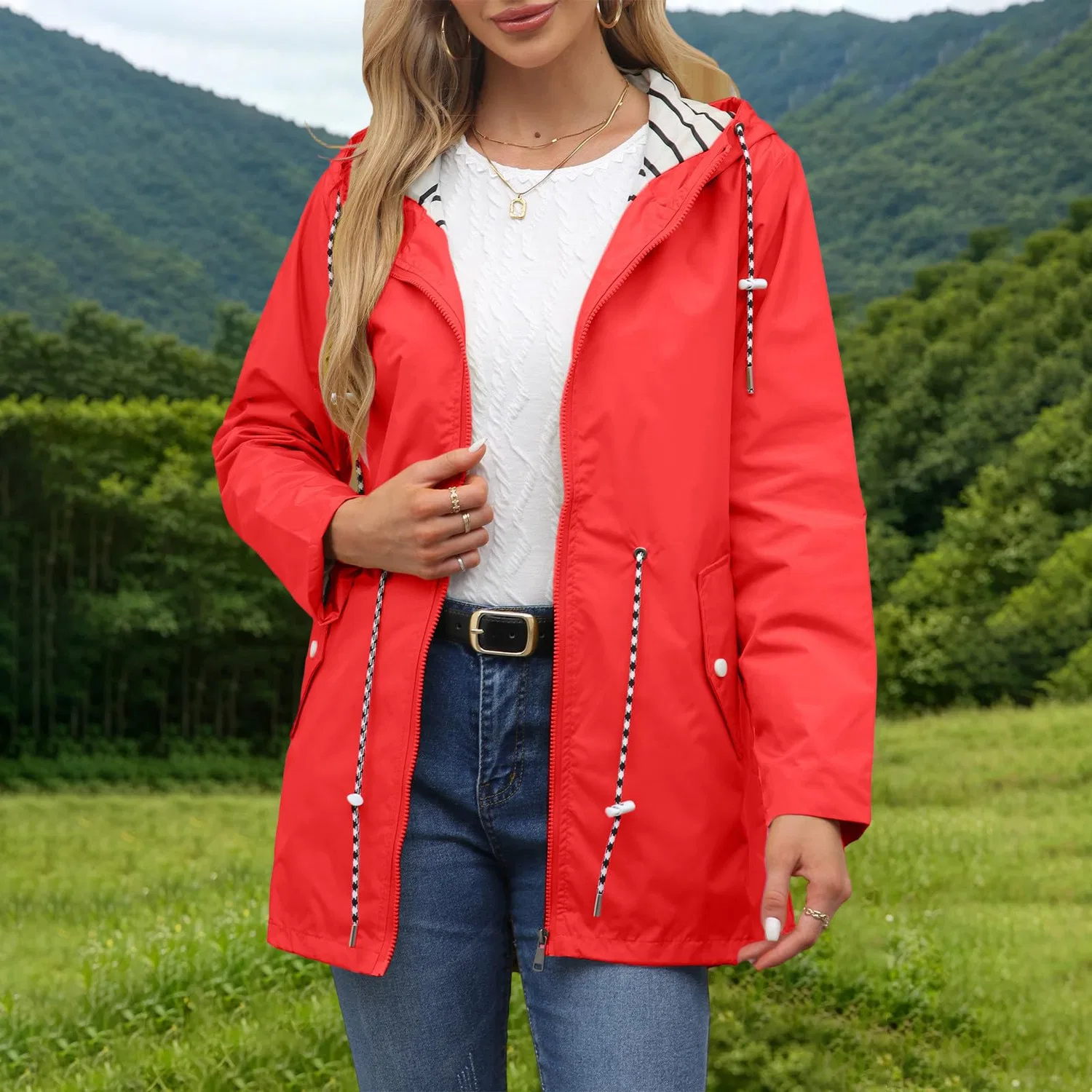 Женская ветровка с капюшоном из софтшелла, Rosso — фото 3