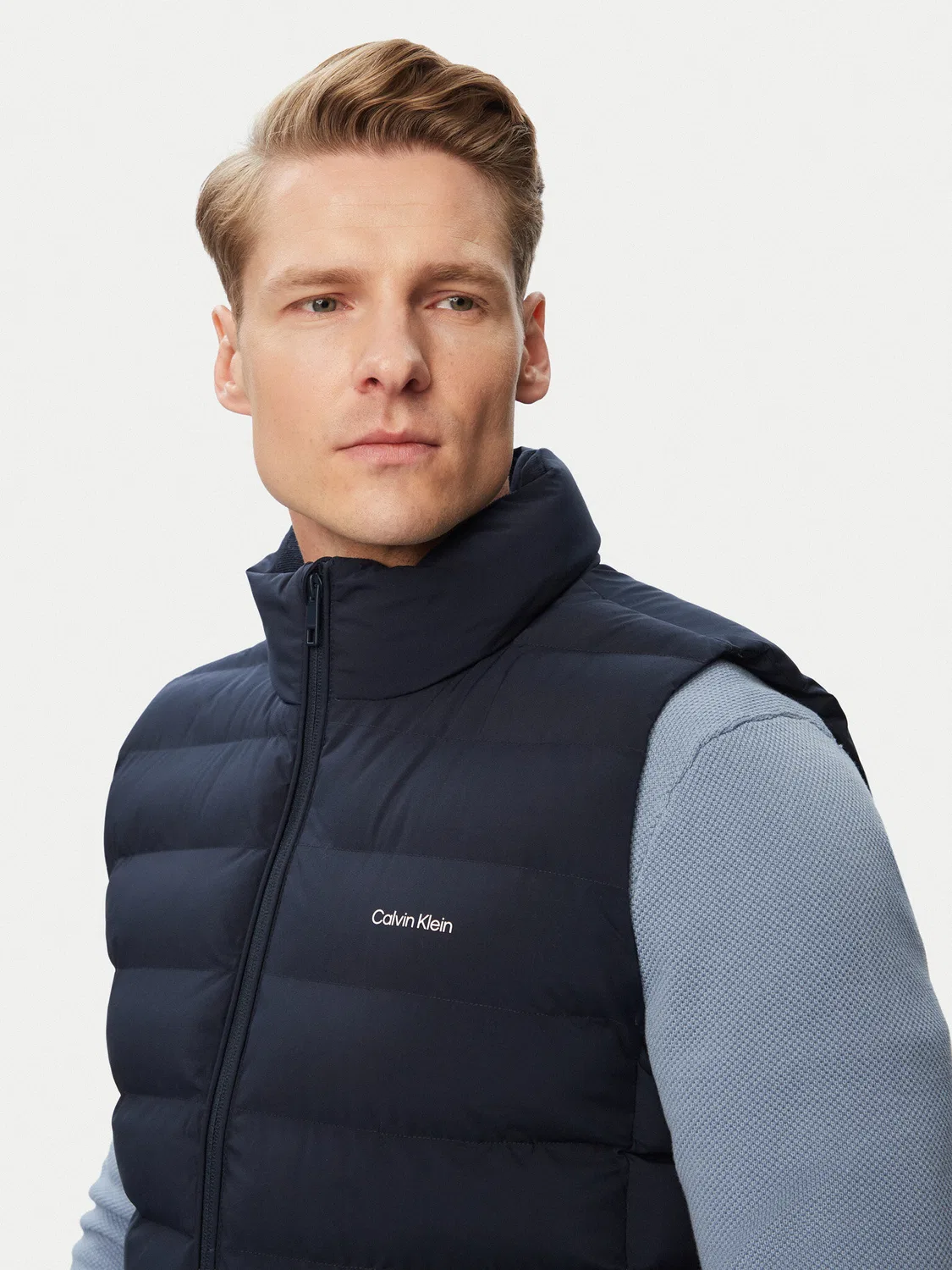 Мужской жилет классического кроя Classic Calvin Klein, темно-синий — фото 4