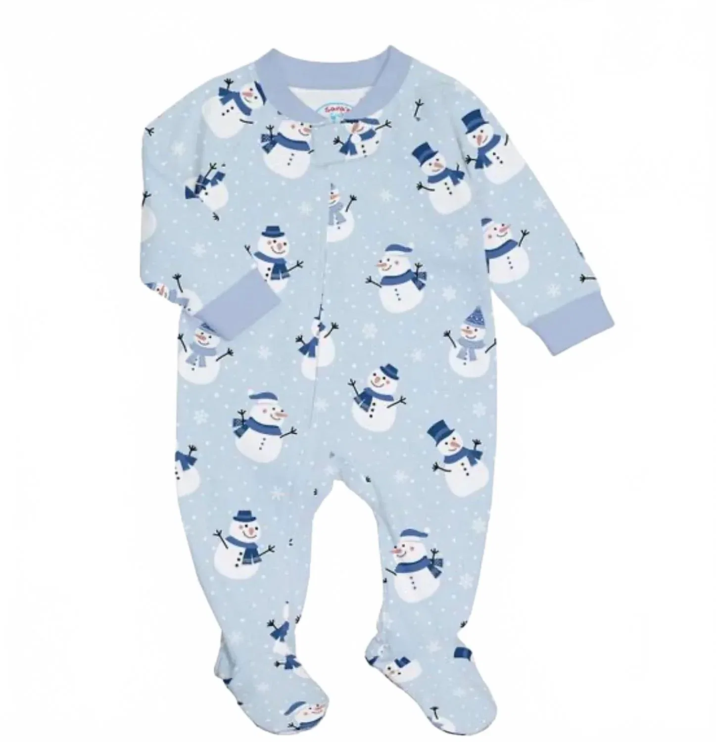 Детский комбинезон-пижама с принтом снеговика Gentle Snowman Sara's Prints, Light Blue — фото 2