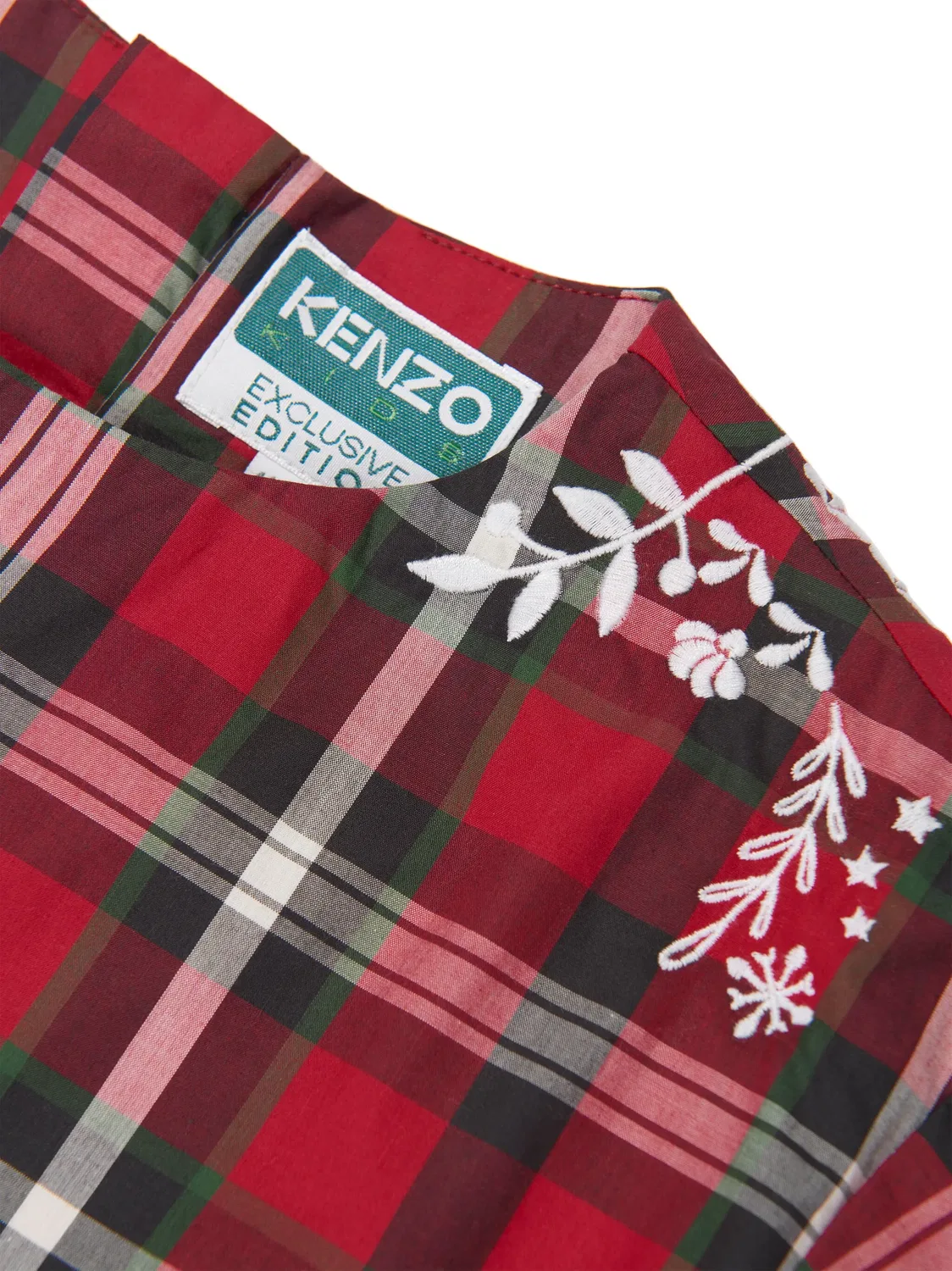 Хлопковое платье в тартановую клетку Kenzo, красный — фото 4