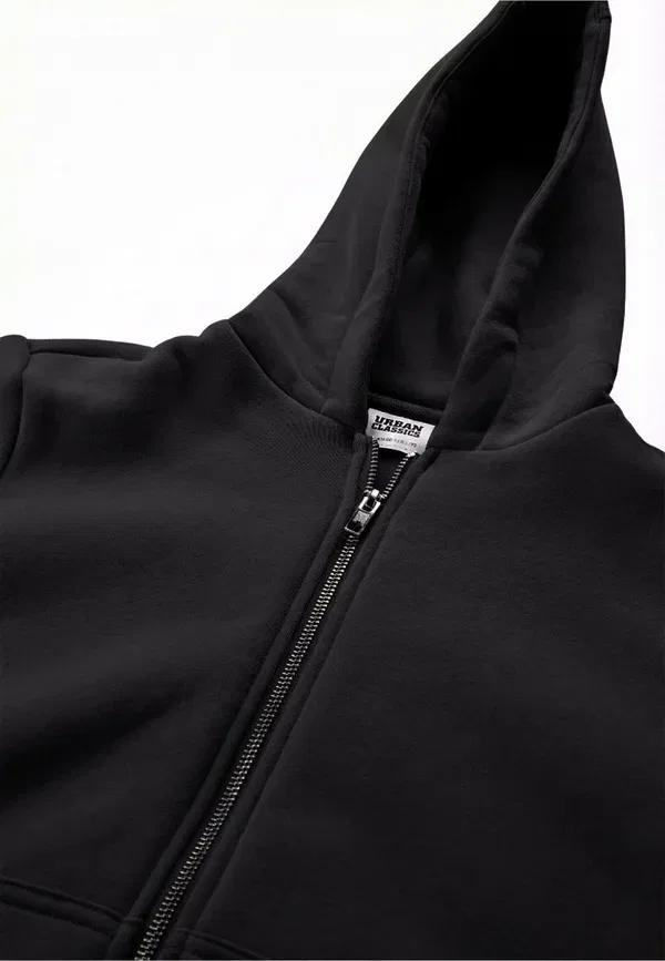Худи детское на молнии с капюшоном из хлопка и полиэстера Kids fluffy zip hoody Urban Classics, черный — фото 3