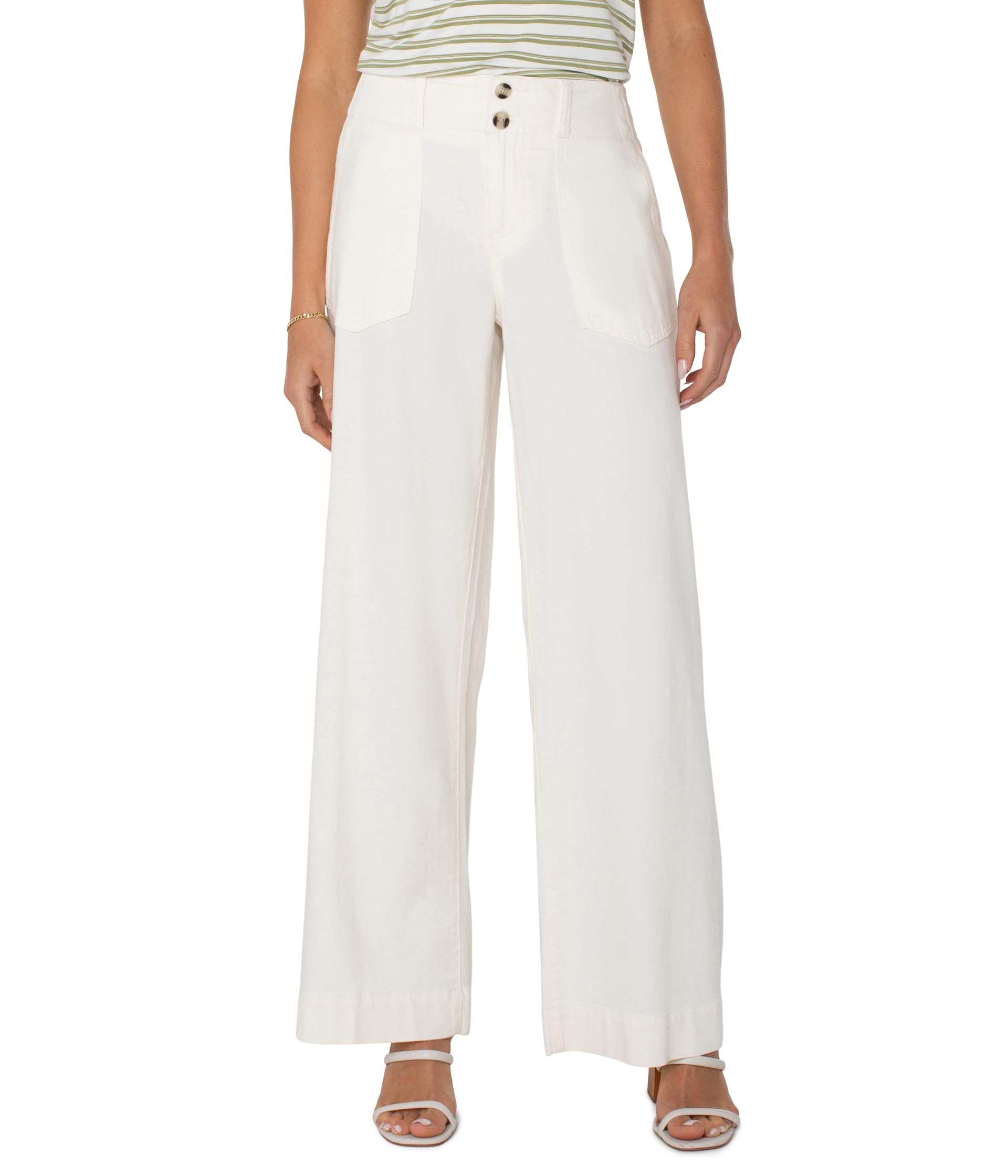 

Брюки Liverpool Los Angeles Utility Patch Pocket Wide Leg Pant 31in Inseam, цвет Whipped Cream