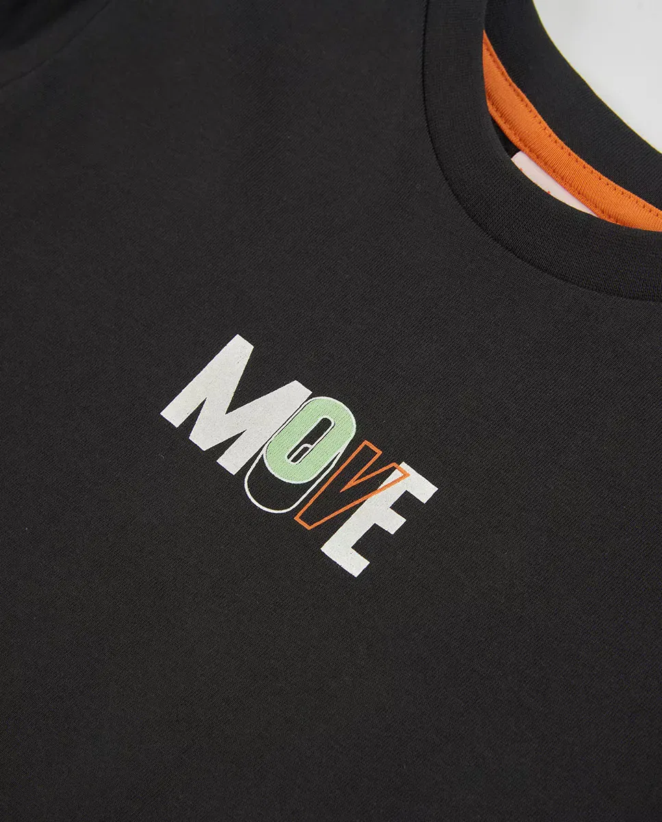 Детская футболка для мальчиков с длинным рукавом MOVE Boboli, Negro / Naranja — фото 2