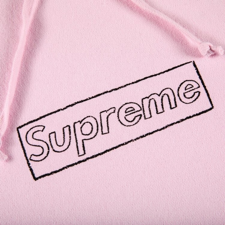 Толстовка Supreme x KAWS Chalk Logo Hooded Sweatshirt 'Light Pink', розовый — фото 3