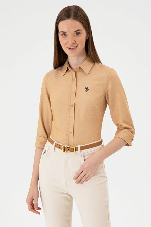 Женская рубашка с длинным рукавом U.S. Polo Assn., Camel