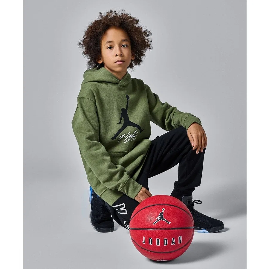 Детский спортивный свитшот с капюшоном и принтом Jordan Baseline Nike, Хаки — фото 2