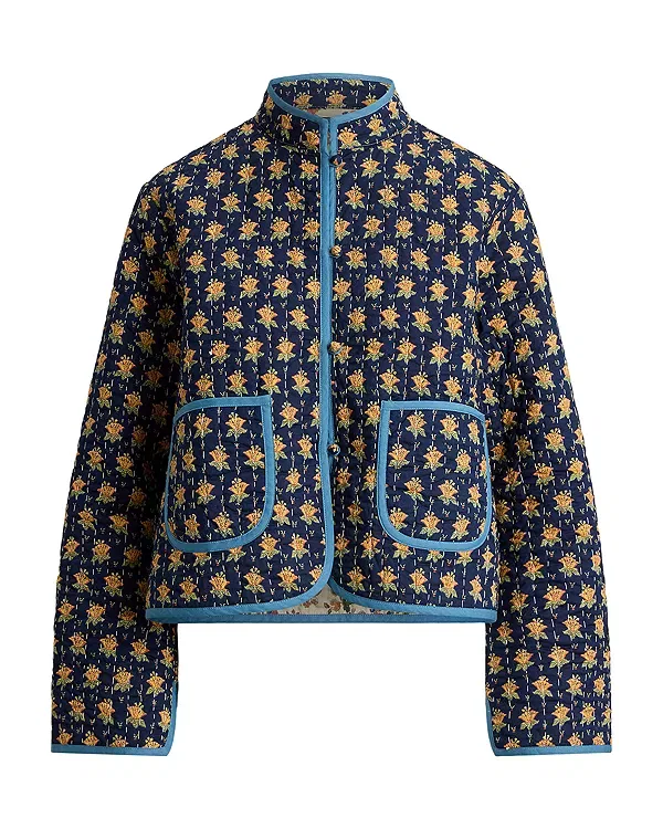 Женская куртка стеганая с принтом Ralph Lauren, Navy Multi — фото 2