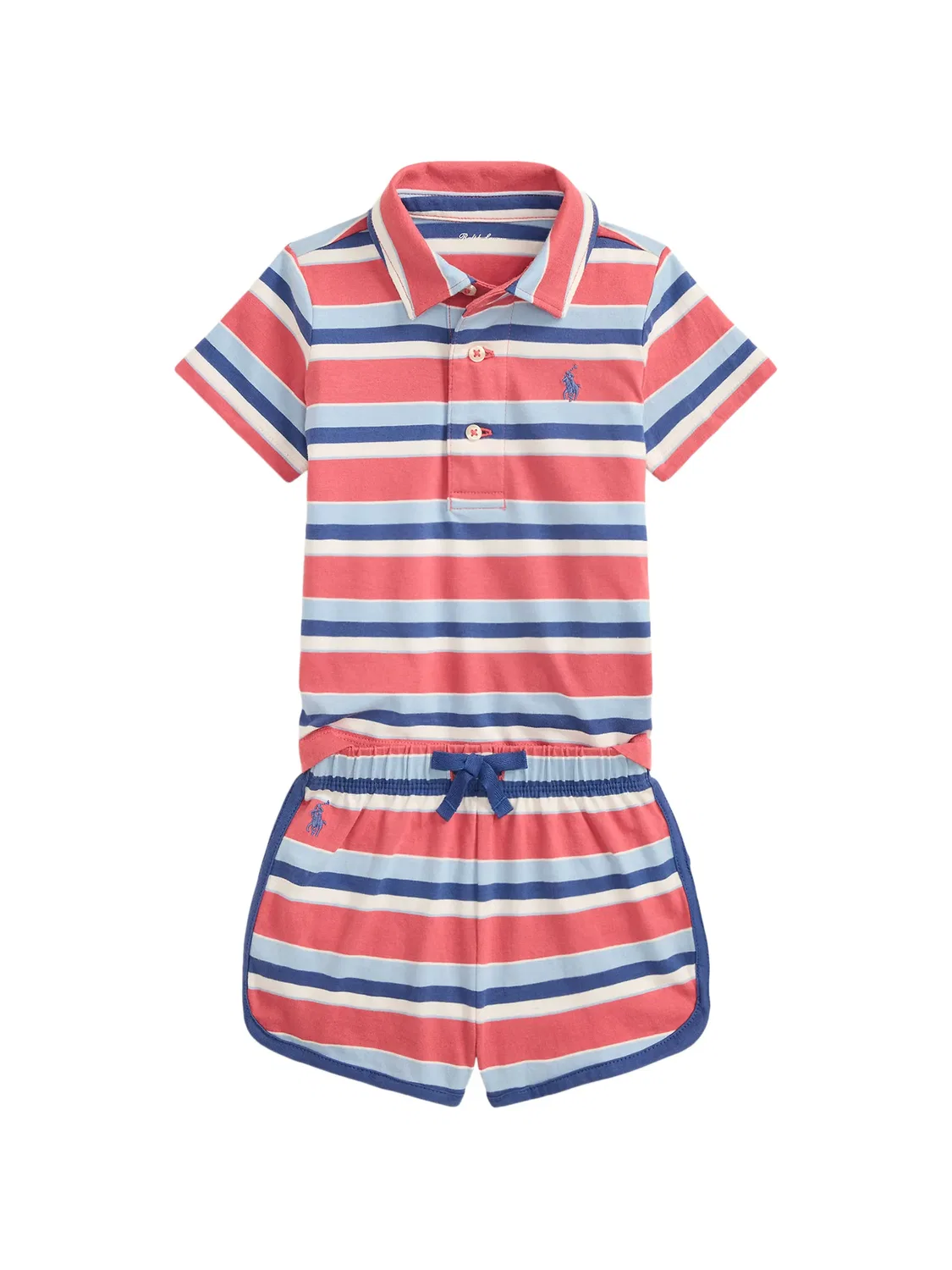 Полосатая пижама с короткими рукавами Polo Ralph Lauren Kids, красный
