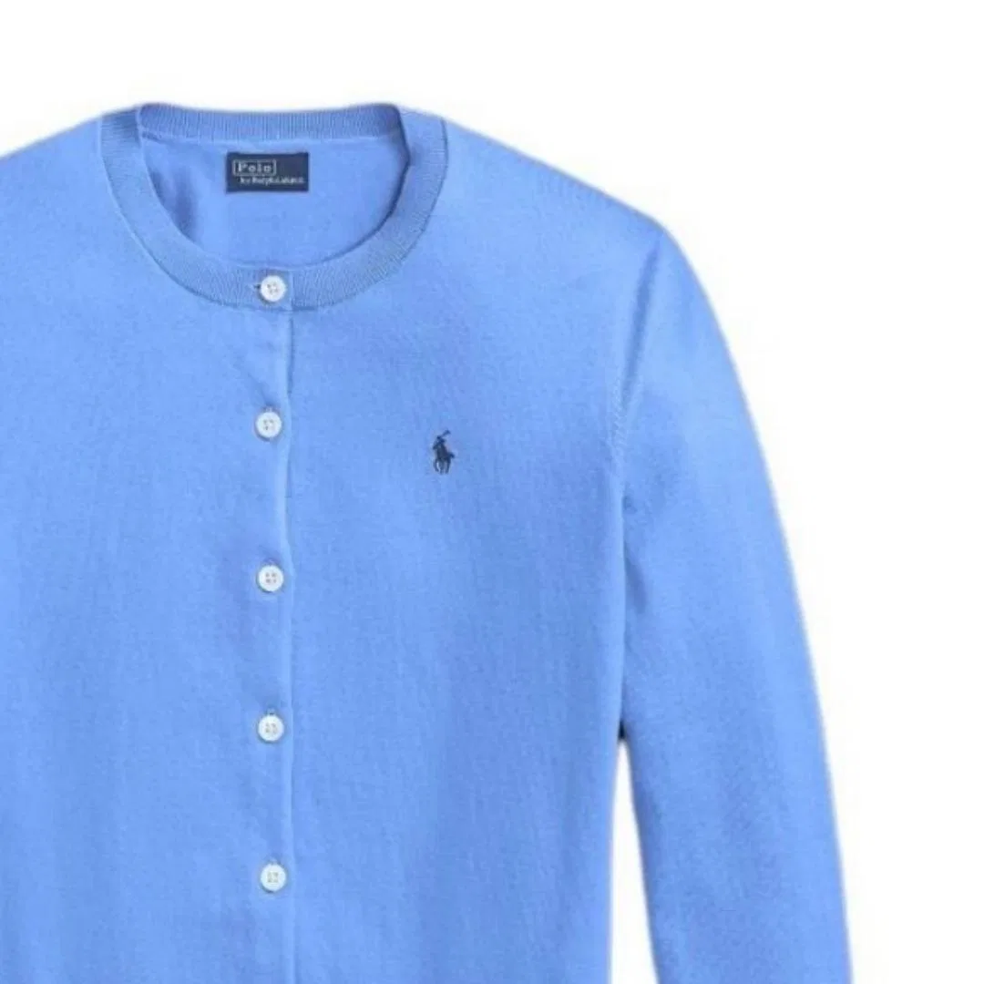 Женский вязаный джемпер с круглым вырезом, прямой крой, Polo Ralph Lauren, Blue — фото 3