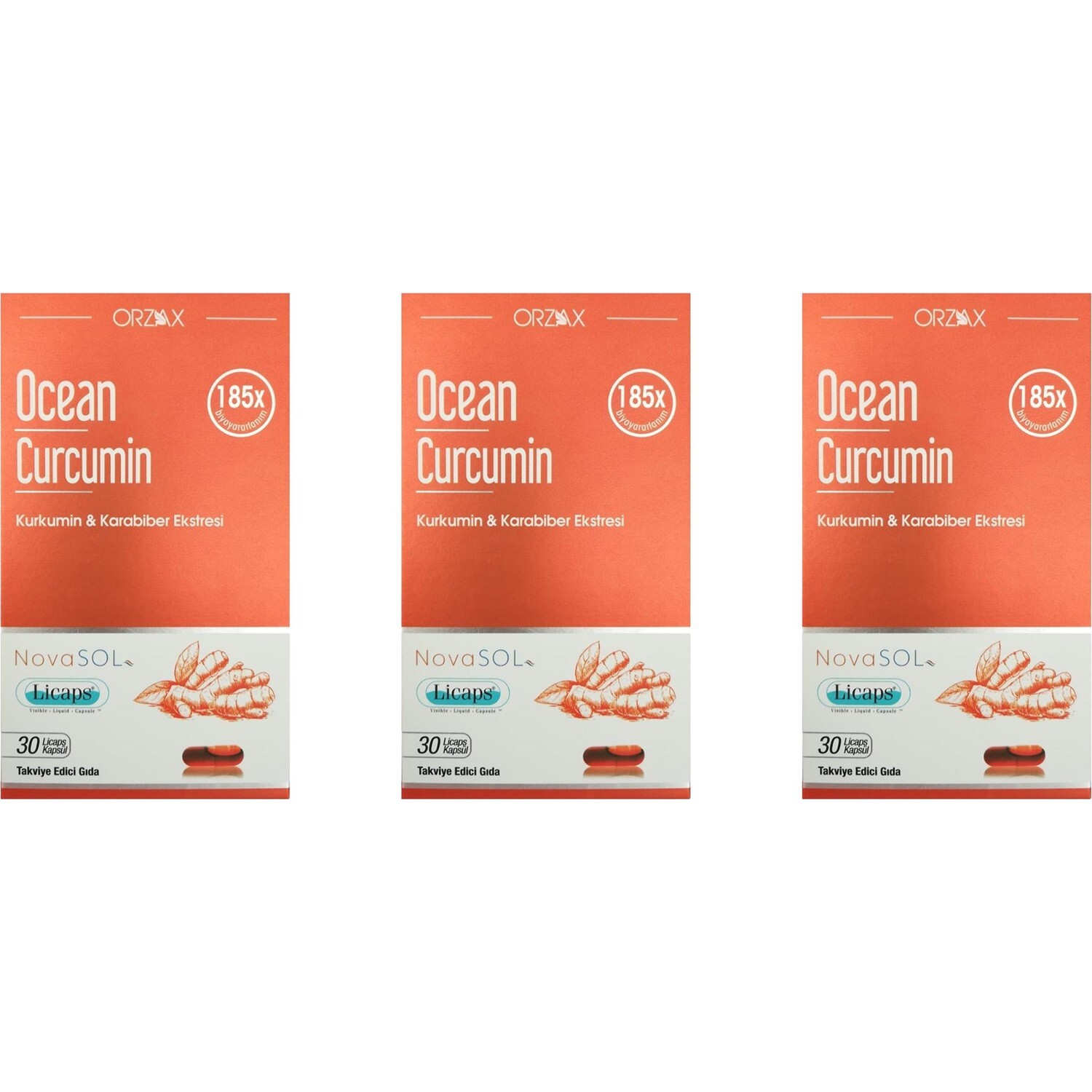 

Добавка Orzax Ocean Curcumin, 3 упаковки по 30 капсул