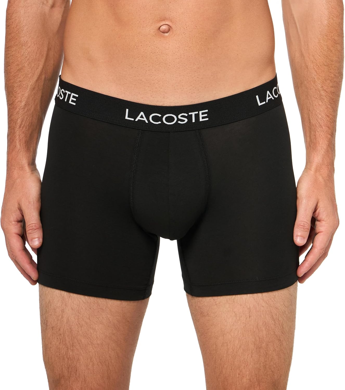 Lacoste мужские хлопковые эластичные боксеры Essentials, 7 штук, Black With Black Waistbands (New) — фото 2
