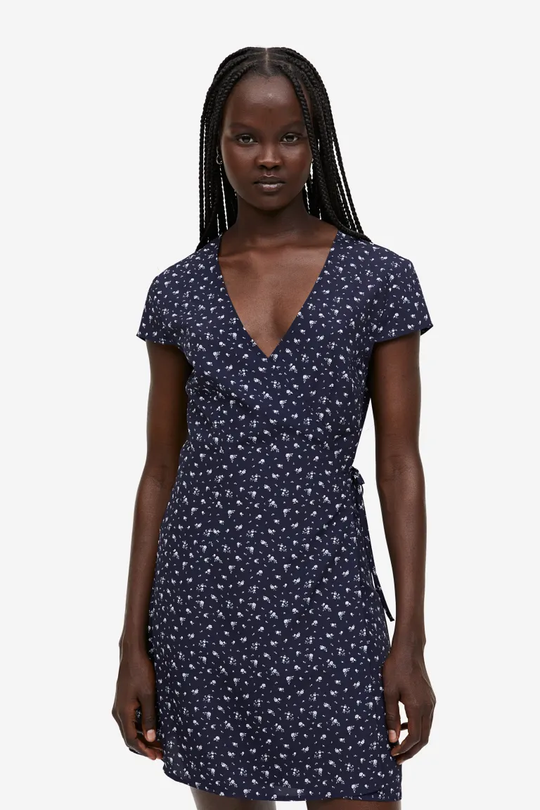 

Платье из крепа с трансфером H&M, синий