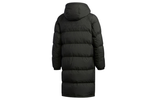 Пуховик adidas Puffy Long Down Stay Warm Outdoor Sports hooded down Jacket Black, черный — фото 2