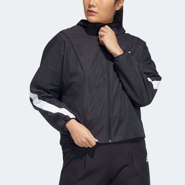 Женская спортивная куртка с капюшоном черного цвета Adidas — фото 3