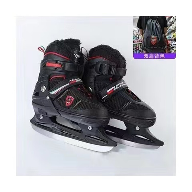 

EDEA Толстые коньки с флисовой подкладкой, фигурные коньки для взрослых, начинающих и детей, для занятий в университете, черные фигурные коньки + сумка через плечо, размер 39