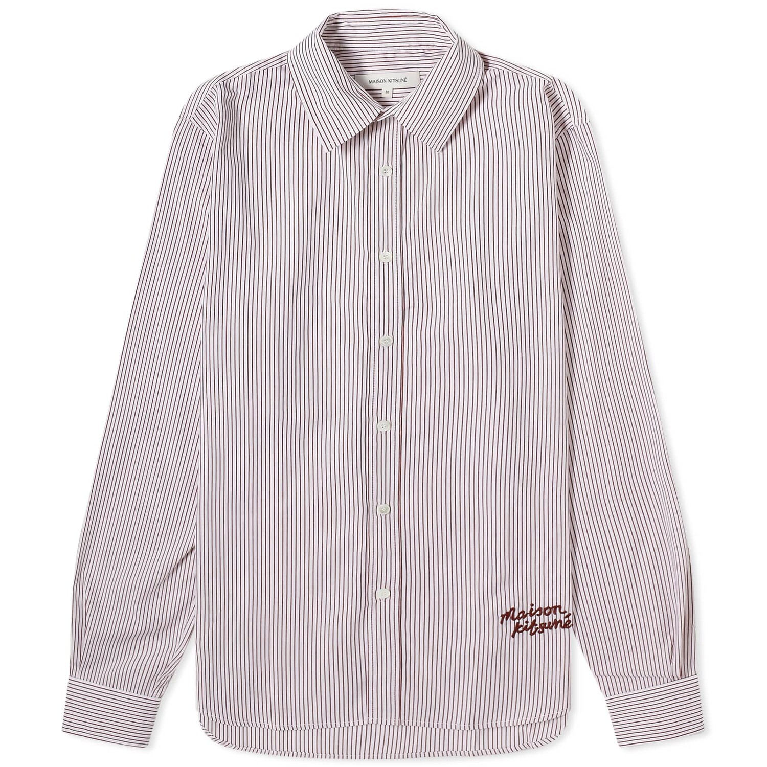 

Рубашка Maison Kitsune Handwriting Logo Classic Stripe, цвет White & Red