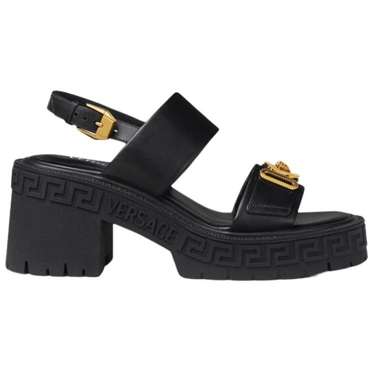 VERSACE Кожаные модные сандалии MEDUSA BIGGIE для женщин, черные — фото 3