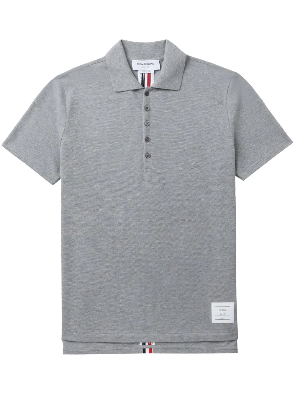 

Свободная футболка-поло с короткими рукавами и полосками THOM BROWNE, серый