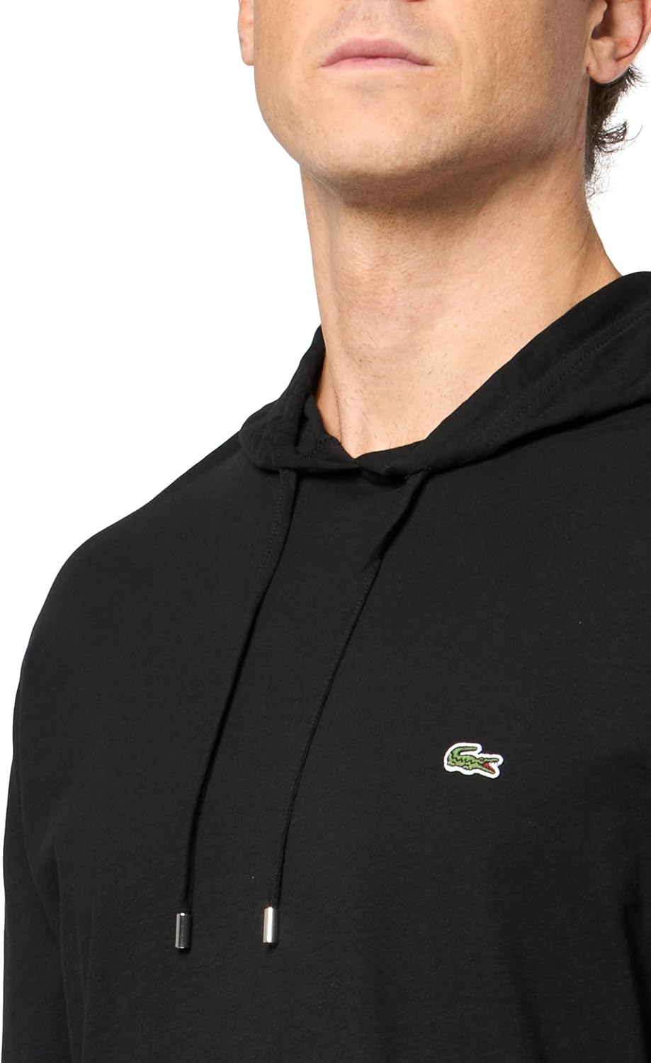 Мужская футболка с капюшоном Lacoste, удлиненный крой., Black — фото 3