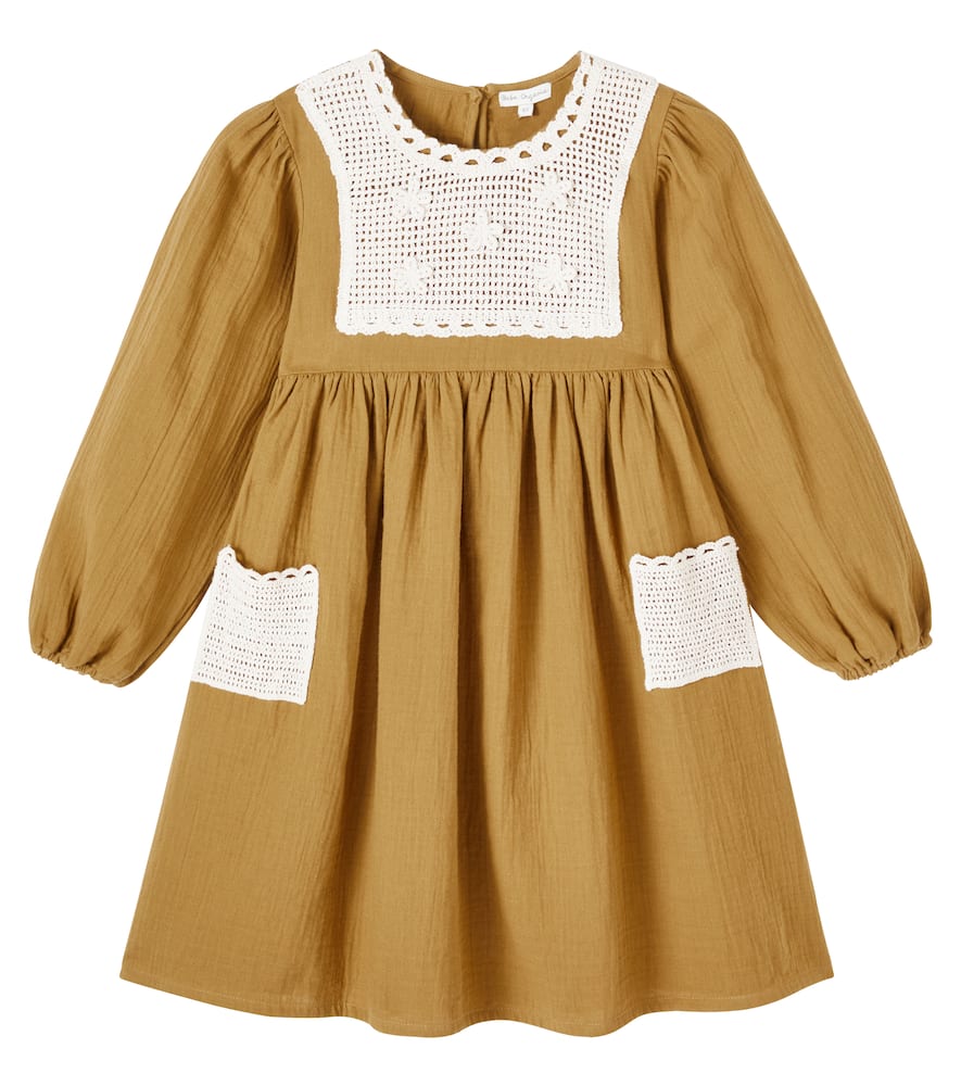 

Платье Myla из хлопка с отделкой в технике вязания крючком Bebe Organic, Mustard Aw25