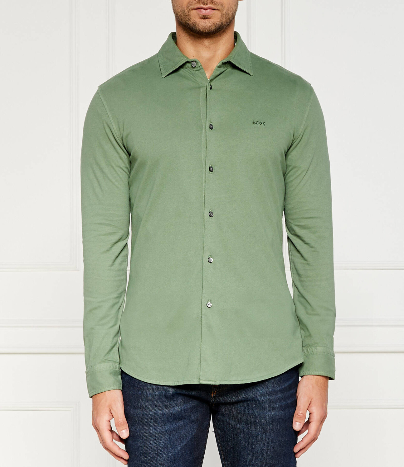 

Рубашка BOSS ORANGE Mysoft_2 Slim Fit, оливково-зеленый