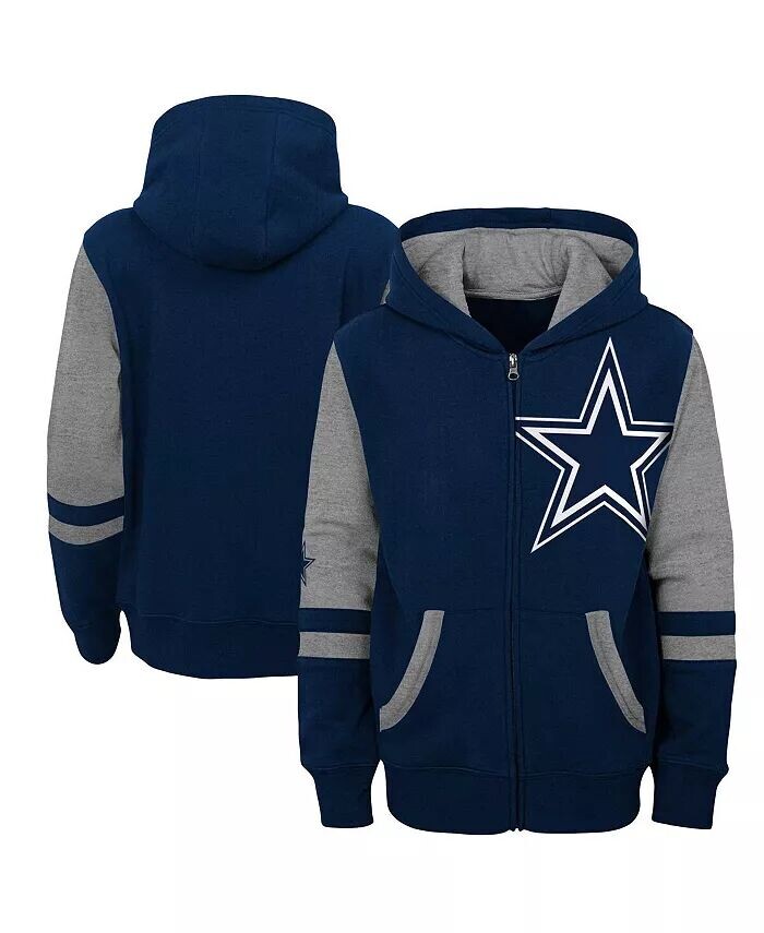 Темно-синяя толстовка с молнией во всю длину и цветными блоками Big Boys Dallas Cowboys Outerstuff, синий