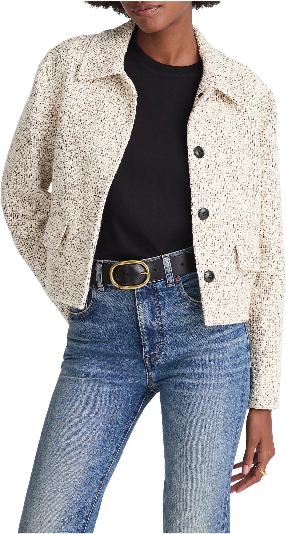 

Куртка Madewell Tweed Shirt Collar Jacket, цвет Ivory Brown