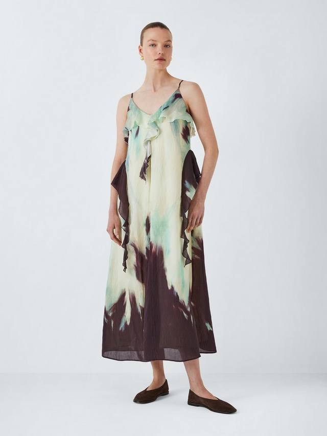 

Макси-платье без рукавов с рюшами цвета омбре John Lewis, цвет Petal Ombre