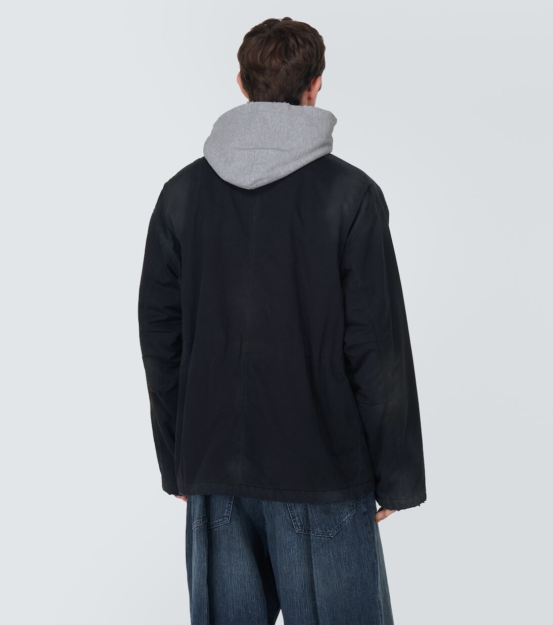 Парка оверсайз из хлопкового габардина Balenciaga, синий — фото 4
