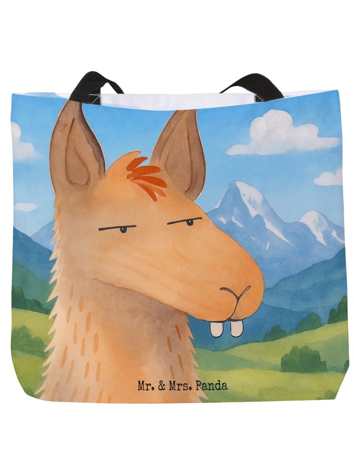 

Сумка-шоппер с головой ламы, раздражающий дизайн, без слогана, белого цвета. Mr. & Mrs. Panda