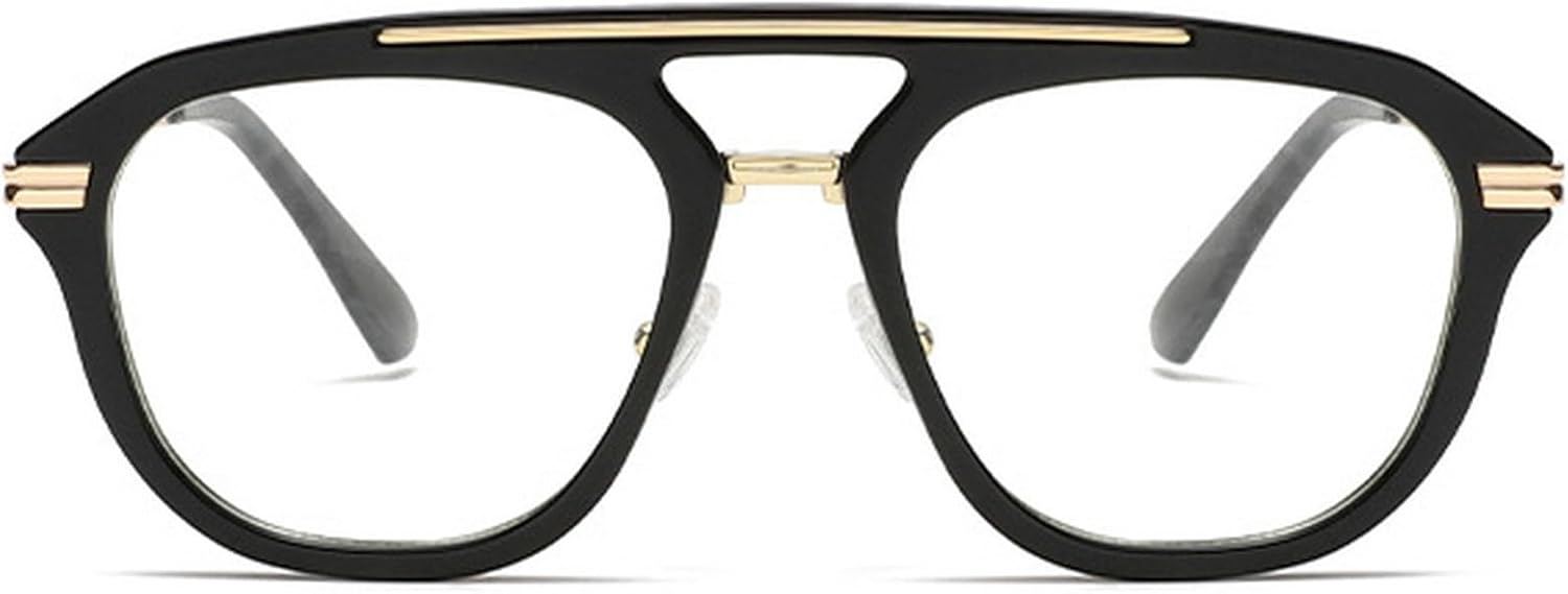 

Женские солнцезащитные очки-пилот 2025 года, роскошная металлическая оправа с двойным дужком, винтажные солнцезащитные очки-пилот для защиты от УФ-излучения mincl, Black Clear