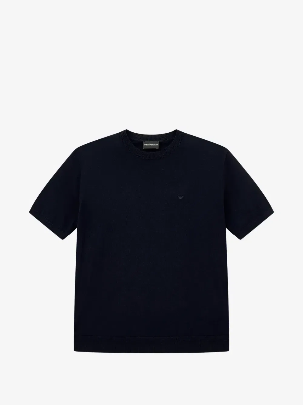 Футболка из шерсти с короткими рукавами EMPORIO ARMANI, синий