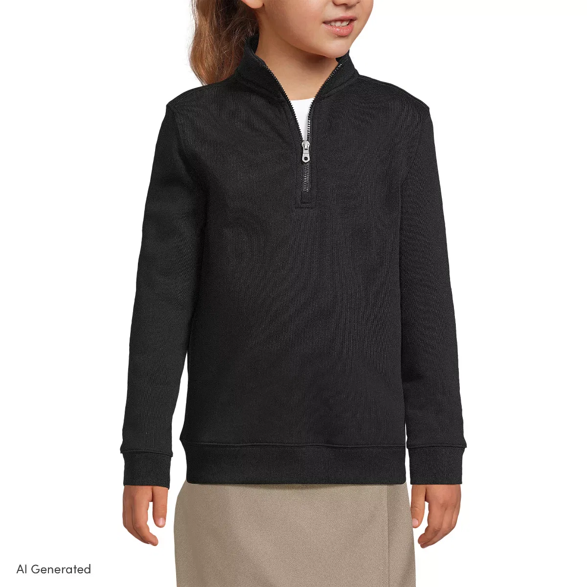 Детский худи с четвертной молнией Lands' End, Black
