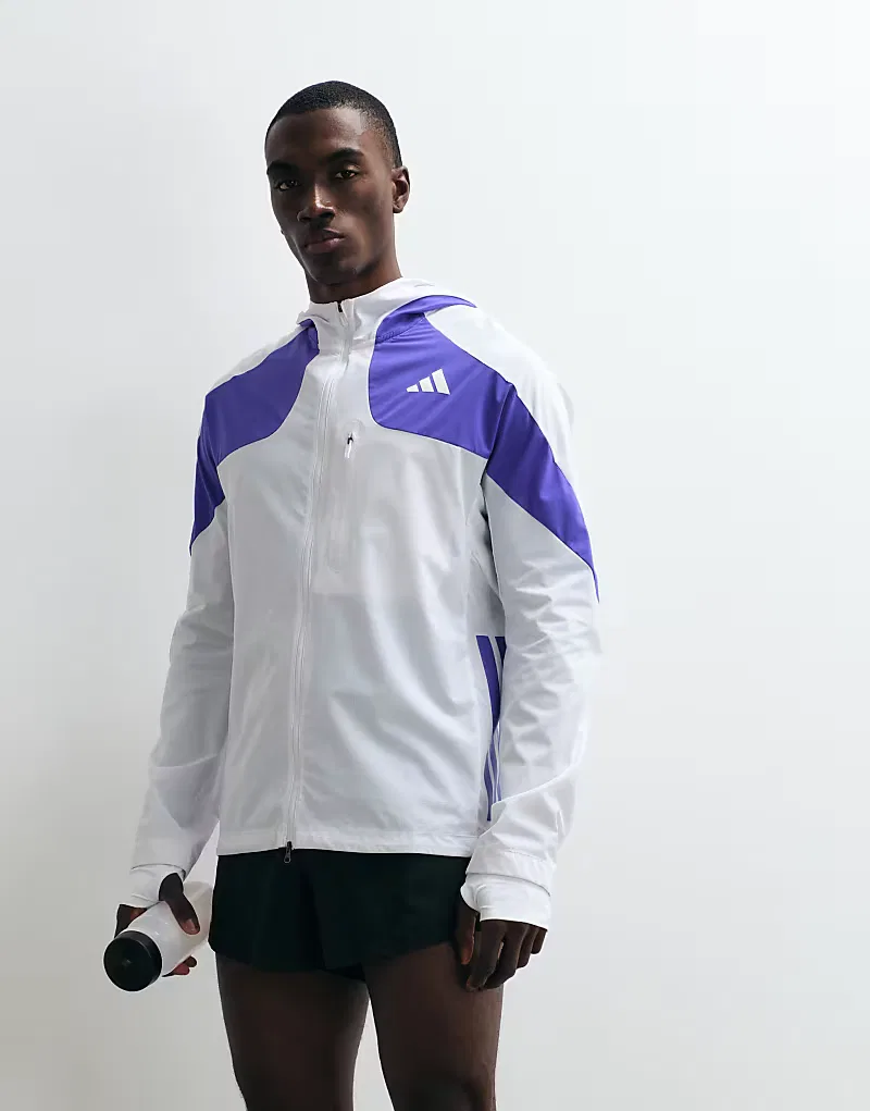 Беговая куртка Adidas performance Adizero белого/фиолетового — фото 4