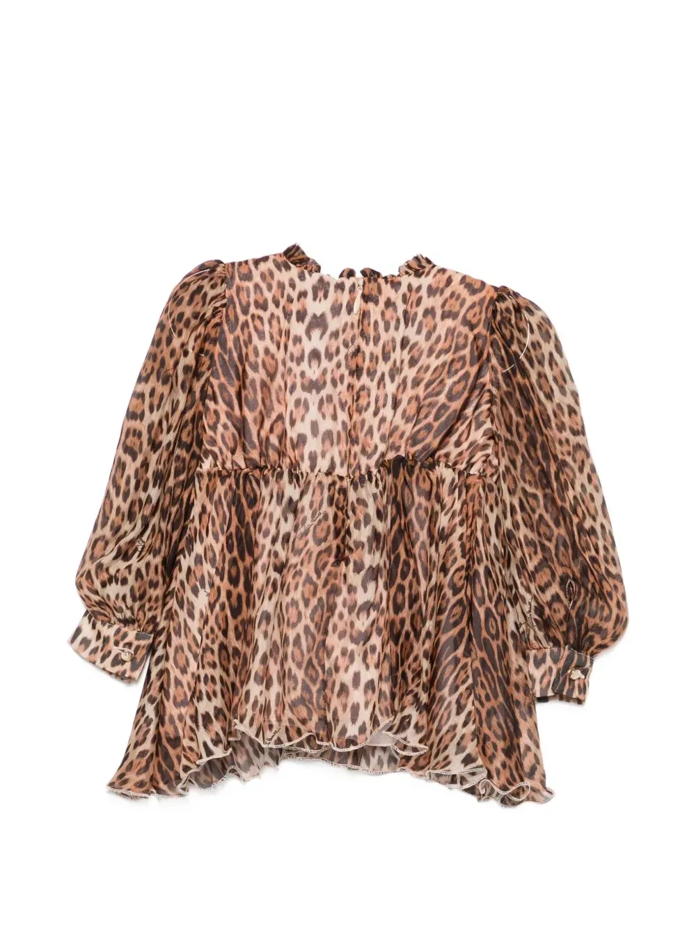 Платье с леопардовым принтом и цветочными аппликациями Roberto Cavalli Junior, коричневый — фото 2