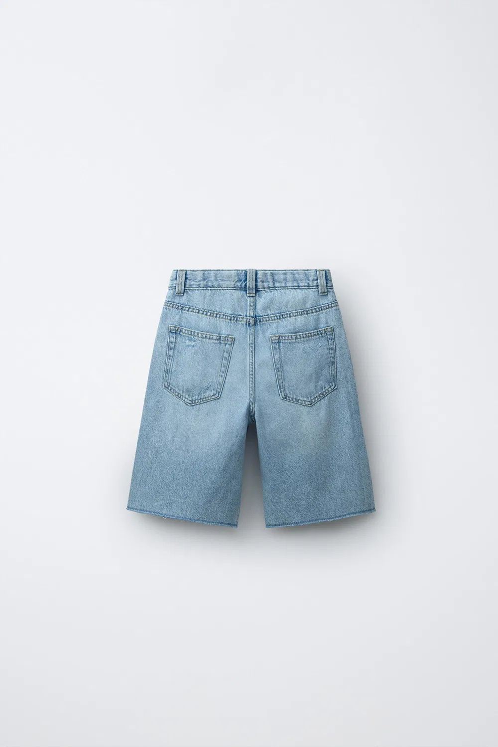 Рваные джинсовые шорты-бермуды с широкими штанинами ZARA, Light Blue — фото 2
