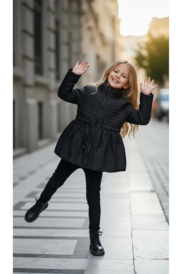 Детское пальто для девочек на молнии Hc Kids Wear, Black