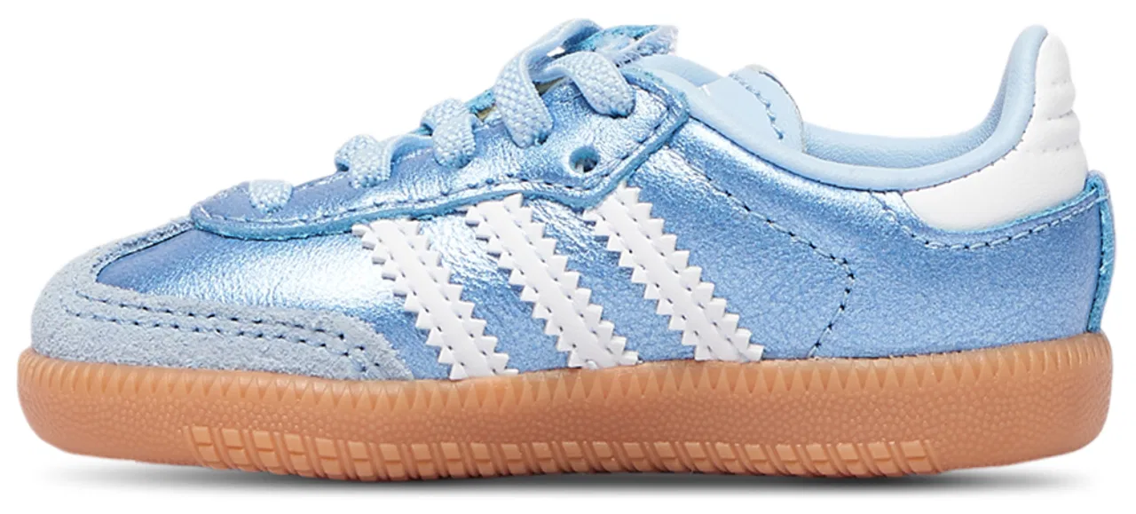 Детские кроссовки для девочек с замшевым носком Samba adidas, Metallic Blue/Footwear White — фото 2