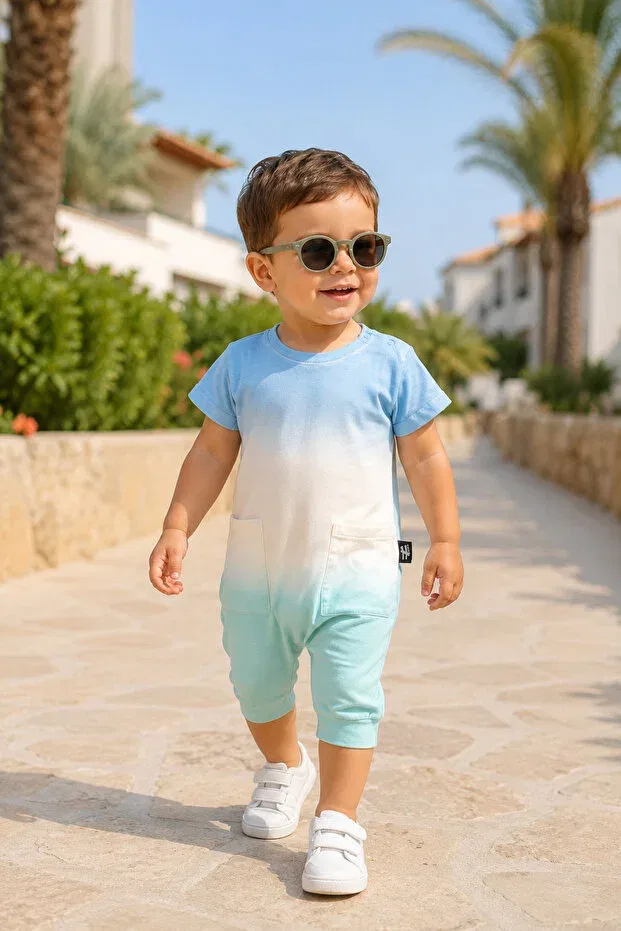 Детский комбинезон для девочек с коротким рукавом Babyhola, Blue