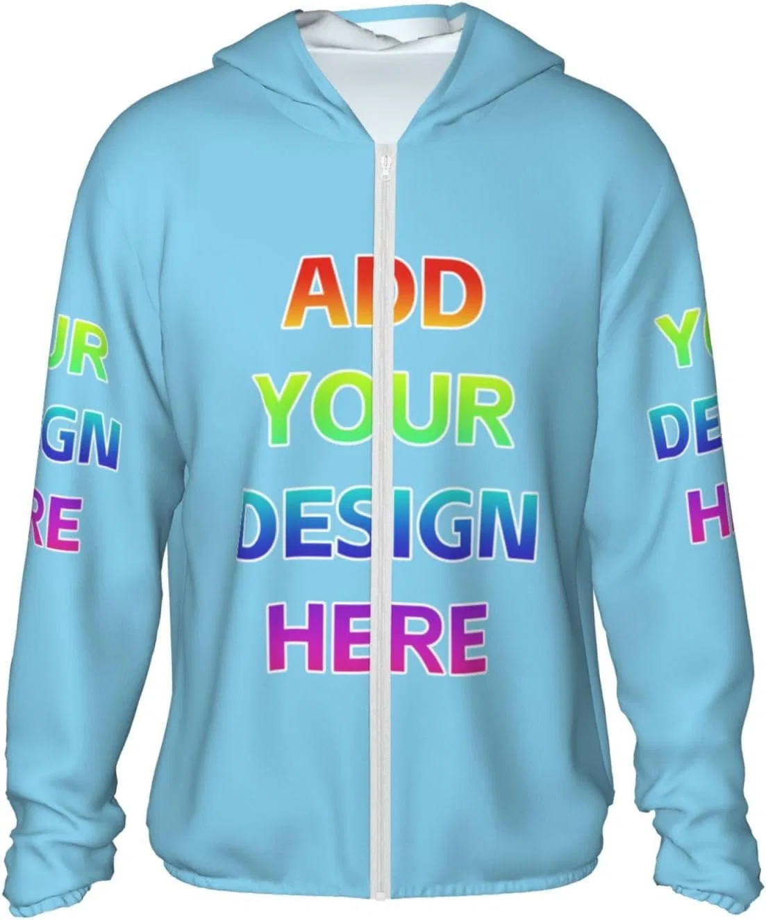 Женская и женская UV-защитная футболка с капюшоном Custom, Sky Blue