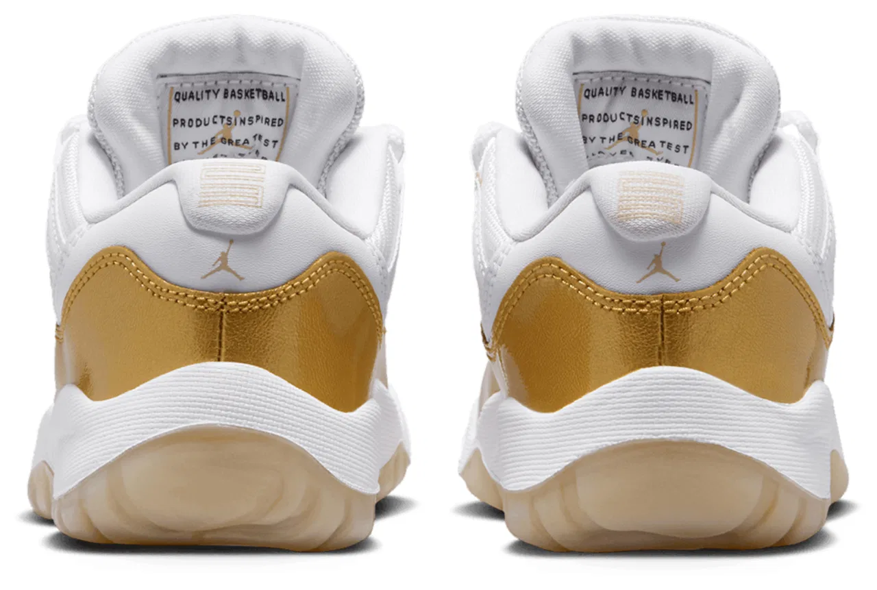 Детские кроссовки для девочек Retro 11 Low Jordan, белый/золотистый — фото 3