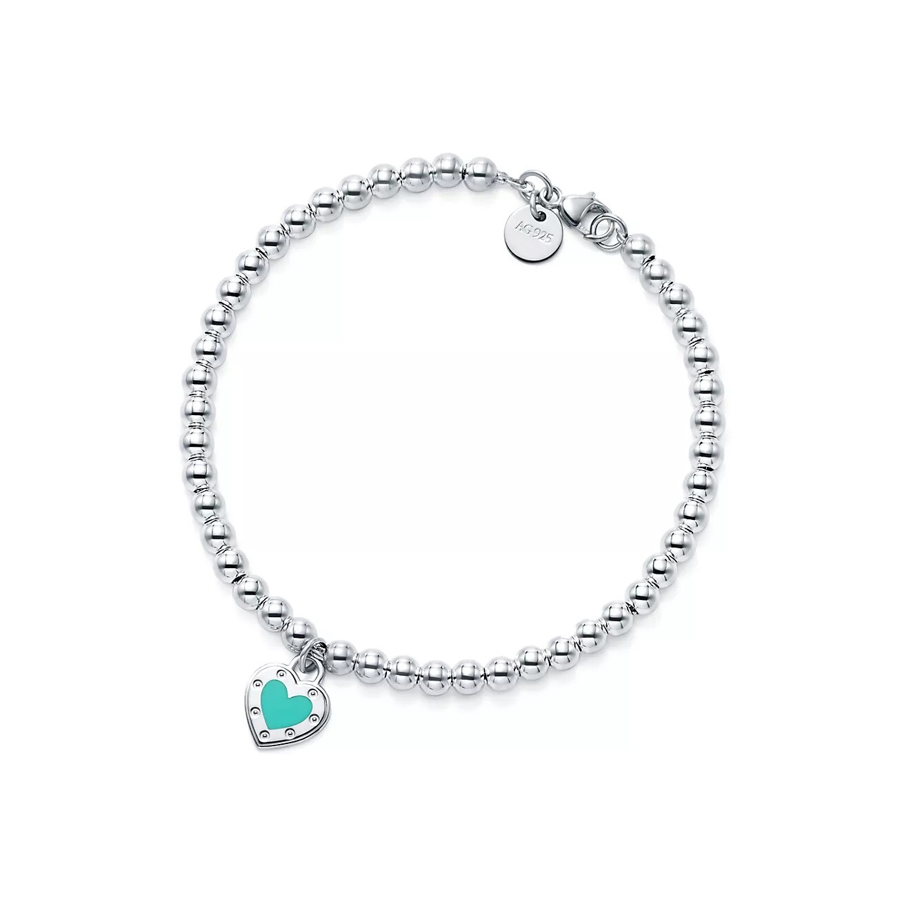 

Браслет Tiffany & Co. Return to Tiffany Love Tiffany Blue Heart Tag Bead, серебро